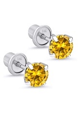 elegant white gold round basket baby November birthstone earrings